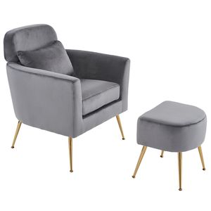 Modern Single <b>Sofa</b> Chair with <b>Gold</b> Feet Flannelette Upholstery Pedals for Bedroom - Product Image 3