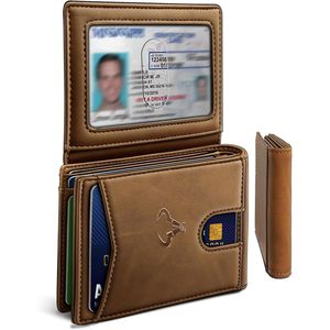 Men's Slim Leather <b>Wallet</b> with 11 Slots & <b>RFID</b> Blocking Front Pocket Card Holder Gift for Men - Product Image 1