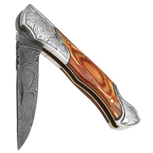Handmade Damascus Steel Pocket Folding Knife Durable Pattern Steel Compact Outdoor <b>Camping</b> Hiking Fishing Travel <b>Tool</b> - Product Image 3