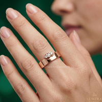 Anillo de Boda de Oro de 9KT, 10KT, 14KT y 18KT con Diamante Redondo Brillante Cultivado en Laboratorio, Certificado por IGI, para Mujer |   Joyería de Lujo en Oro Rosa