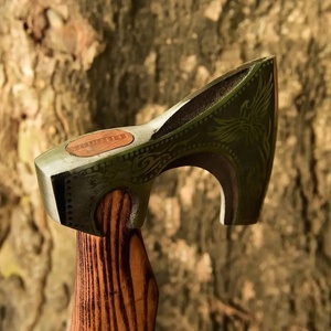 Hacha Vikinga Raven Forjada a Mano con Mango de Madera y Empuñadura de Cuero OEM ODM Venta al por Mayor Directo de Fábrica - Product Image 4