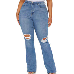 Nouveau design – Jean déchiré grande taille pour femme – Pantalon ajusté délavé – Nouveau style tendance – Jean oversize en denim pour femme - Product Image 3