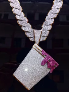 Collar con Colgante Hiphop S925, Chapado en Oro Blanco de 18K, Cadena de Cuerda, Cristal y Diamantes de Imitación, para Uso Diario Masculino, Certificado - Product Image 3