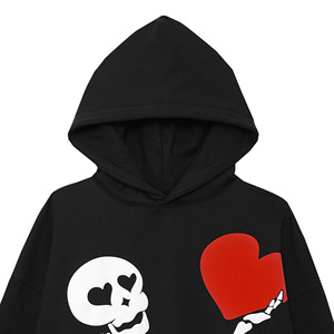 Sudadera con Capucha Negra para Hombre, Diseño de Esqueleto con Corazón Rojo, Estilo Casual para Otoño, Superventas y Tendencia 2026 - Product Image 5
