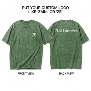 เสื้อยืดคอตตอนพรีเมียม 250 GSM สำหรับผู้ชาย ล้างสีแบบแอซิดวอช สีเขียวมะกอก ทรงโอเวอร์ไซส์ สกรีนลายแบบกำหนดเอง ปักโลโก้ด้วยเทคนิค DTF - Product Image 1