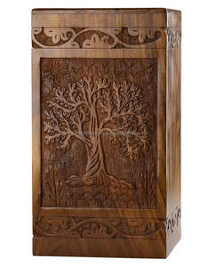 Venta al por mayor de urnas de cremación de madera para cenizas humanas personalizado Árbol de la vida grabado urnas funerarias de madera con la mejor calidad - Product Image 2
