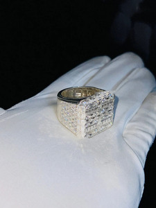 Baguette Cut Moissanite Diamond Cluster Engagement <b>Ring</b> Him Sterling Silver Wedding <b>Ring</b> <b>Men</b> Iced Championship Anniversary Gift - Product Image 6