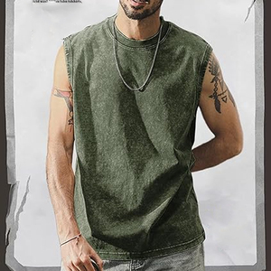 <b>Men's</b> Cotton Athletic Tank Top Custom <b>Singlet</b> <b>for</b> Gym Training Running Breathable Washed Formal <b>Singlet</b> Vest Custom Colors Sizes - Product Image 4