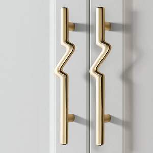 Furniture Hardware <b>Pulls</b> Round Brass Handle Modern <b>Light</b> Luxury Cabinet Wardrobe Door Retro Drawer Long Handle - Product Image 5
