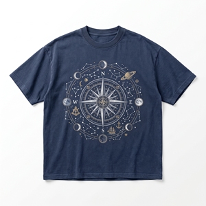 Sacred Sunflower Mandala T-Shirt | Cream <b>White</b> 240 GSM Heavyweight Cotton <b>Tee</b> with Geometric Line Art - Product Image 4