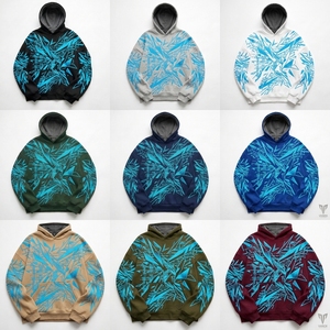 Sweat-shirt décontracté surdimensionné pour homme, noir, imprimé géométrique bleu, imprimé par sublimation, tricoté, 100% coton, vêtements d'hiver - Product Image 5