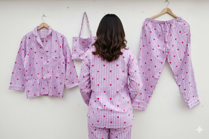 Robe de nuit 100% coton à manches longues, pyjama doux et léger, ensemble de vêtements de nuit en deux pièces pour femmes et hommes pour l'été - Product Image 3