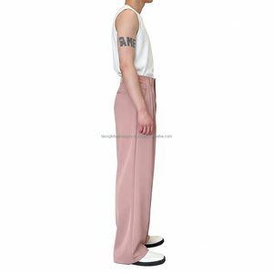 Pantalon de costume plissé pour homme en toile, taille haute, élastique, coupe large, poids moyen, été, personnalisable, OEM de haute qualité - Product Image 3
