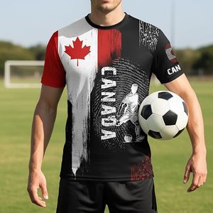 Maillot de football du Canada pour hommes, manches courtes, impression sublimée, évacuation de l'humidité, col rond, coupe athlétique, vêtements de sport toutes saisons - Product Image 3