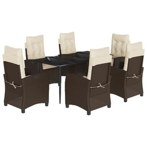 Set da Pranzo da Giardino in Rattan Marrone per 6 Persone, Resistente alle Intemperie, Arredamento da Esterno in Stile Contemporaneo - Product Image 4