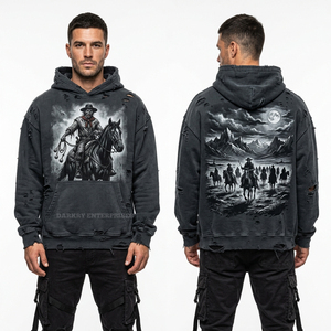 Sudadera con Capucha Personalizada para Hombre, Estilo Urbano, Lavado Vintage, Color Morado, Sudadera Gráfica Extra Grande, Diseño Undead Rose Valley, Fabricante - Product Image 2