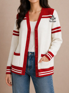 Suéteres HMR Blancos y Rojos Delta Sigma para Mujer, Cárdigan Largo de Punto para Mujer, Cárdigan de Manga Larga para Mujer - Product Image 3