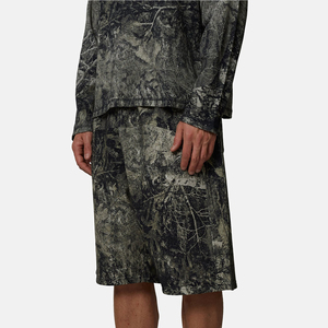 Ensemble haut à manches longues et short bermuda imprimé camouflage pour homme, respirant, taille élastique, tenue décontractée - Product Image 3
