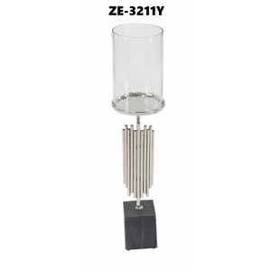 Modern Candle Stand With Glass <b>Holder</b> And Metal <b>Rods</b> On Stone Base Column Shape Home Decoration - Product Image 5
