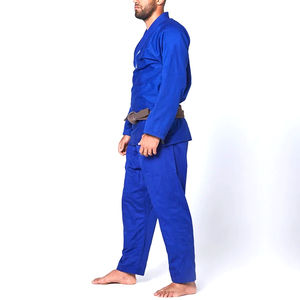 2026 Summer Karate Uniform <b>Blue</b> V-Neck Stretch Durable Breathable Long Sleeve Ribbed Poly Cotton OEM Sportswear Pakistan - Product Image 4