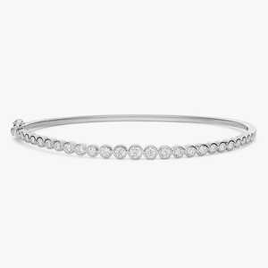 Custom Bezel Set Bangle <b>Cuff</b> <b>Bracelet</b> 10k 14k 18k Solid Real Gold Graduated Tennis Lab Grown Diamond Moissanite Stacking Jewelry - Product Image 5