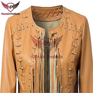 Veste en cuir Western Cowgirl personnalisée pour femmes Manteau d'hiver court pour dames Vêtements d'extérieur en cuir élégants pour femmes - Product Image 6