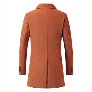 Autumn <b>Winter</b> New British <b>Men</b> Over Coat European Double Breasted Button Closure Long Solid Color Trench Coat - Product Image 2