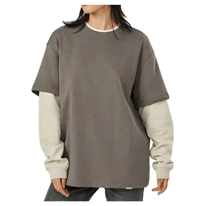 Top trending 100% Cotton 2 in 1 Tshirt <b>Men</b> Vintage Heavy Weight <b>men's</b> <b>T</b>-<b>shirts</b> Double Layered <b>Long</b> <b>Sleeve</b> <b>T</b> <b>Shirt</b> - Product Image 4