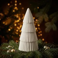Sapin de Noël personnalisé en résine en forme de pin, petit décor de table d'intérieur avec base pour ornements, durable, blanc