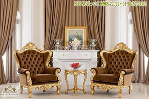 Sillón mecedora de madera de lujo y estilo real, tallado a mano, con acabado dorado, estilo Maharaja, exclusivo para venta al por mayor. - Product Image 4