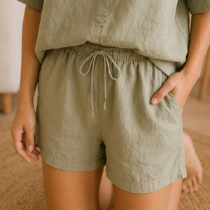 Women Loungewear <b>Sets</b> <b>Linen</b> Pajamas Breathable Soft Eco-Friendly Women's Sleep Lounge Wear <b>Set</b> - Product Image 4