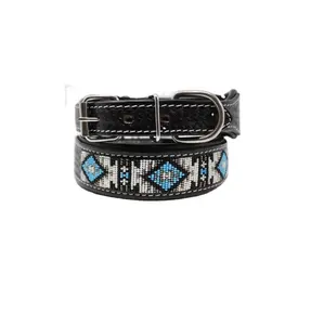 Collar de piel de vaca 100% para perro, accesorio hecho a mano, calidad superior, suave, acolchado, con cuentas, funciona a granel, fabricante indio - Product Image 1
