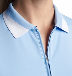 Polo de Manga Corta para Mujer, Color Azul Claro, con Cuello con Cremallera, Tejido de Punto de Secado Rápido, Estilo Casual - Product Image 6