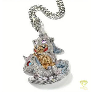 Pendentif de bijoux de dessin animé haut de gamme avec diamant Moissanite VVS et argent sterling 925 - Product Image 4