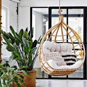Nouvelle arrivée : chaise suspendue en rotin naturel fait main, durable, de haute qualité, multifonctionnelle avec coussin pour intérieur et extérieur - Product Image 4
