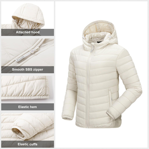 Veste matelassée légère à capuche coupe-vent avec fermeture éclair, couleur unie, décontractée, pour l'hiver, unisexe, coupe ajustée, longueur standard - Product Image 5