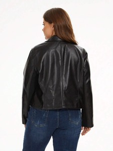 Chaqueta de Cuero Genuino de Piel de Oveja, Chaqueta Corta de Cuero Tejido para Mujer, Chaqueta de Cuero Trenzado - Product Image 2