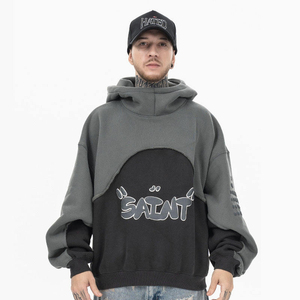 Streetwear Boxy Cropped Zip Hoodie Blank Cotton Blended Heavyweight Drop Shoulder Boxy Fit baggy Cropped Zip Up Hoodies <b>Men</b> - Product Image 5