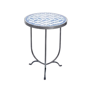 Ensemble de tables d'appoint rondes en mosaïque métallique, support de plantes d'extérieur, décoration de patio vintage marocaine - Product Image 6