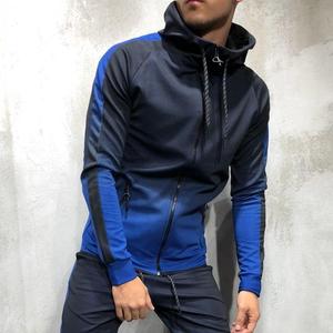 Survêtement à capuche pour homme, couleur dégradée, manches longues, fermeture éclair, poches latérales, coupe régulière, sportif, automne, hiver, printemps - Product Image 3
