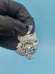 Joyería Hip Hop, Colgante de Cabeza de León de Plata de Ley 925, Colgante con Incrustaciones de Diamantes, Colgante Personalizado con Moissanita VVS, Colgante Estilo Rapper - Product Image 4