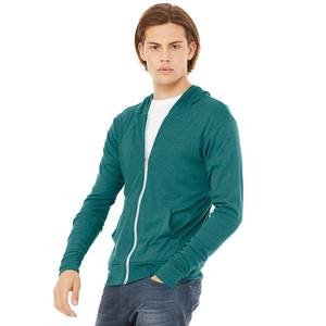 Sweat à capuche classique Bella Canvas pour homme, fermeture éclair, tissu tri-mélange, pour entraînement sportif, sweats à capuche à marque privée - Product Image 3