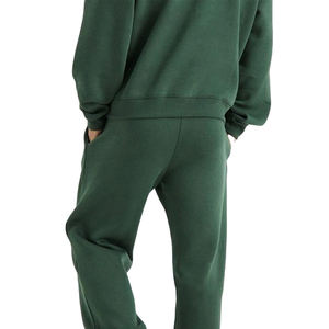 Ensemble de survêtement décontracté en molleton vert uni à capuche pour homme, coupe oversize, idéal pour l'automne - Product Image 6