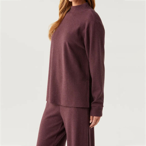 Custom Winter Women's Oversized Printed Front <b>Mock</b> <b>Neck</b> Sweatshirt with Cotton Fleece Logo Breathable Eco-Friendly Lined Design - Product Image 3