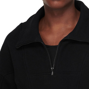 Sweat-shirt à col zippé en molleton noir pour homme, coupe ample, col rabattu, couleur unie, vêtement décontracté pour l'automne - Product Image 3