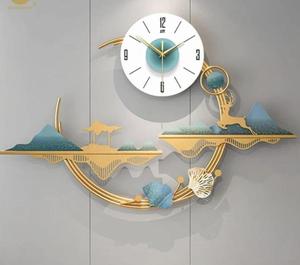 Contemporary Metal Wall <b>Clock</b> Scenic Design Gold Leaf Analog Quartz Silent Living Room Decor Hanging Two Piece - Product Image 6
