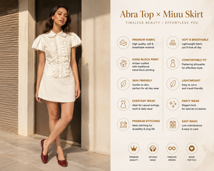 Conjunto de Dos Piezas de Última Moda para Mujer, Blanco, 100% Algodón Tejido, Blusa Holgada con Cuello Peter Pan y Volantes Delanteros, y Minifalda - Product Image 4