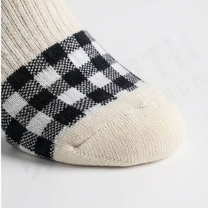 Crew <b>Socks</b> Plaid Pattern Black White Checkered Knitted Breathable Casual Adult <b>Socks</b> - Product Image 6