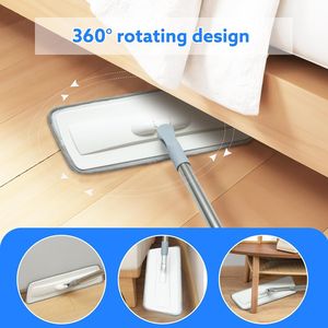 55-Inch Extendable Microfiber Flat <b>Mop</b> with 4 Reusable Washable Pads 1 Hook 1 <b>Wall</b> Piece 1 Scrap for Efficient Floor Cleaning - Product Image 2