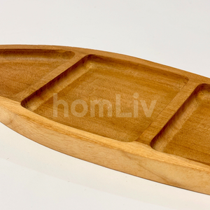 Bandeja de Servir Personalizada, Ecológica, de Madera de Teca Natural, en Forma de Barco, Segura para Alimentos, Sin Pintura ni Barniz, Halal - Product Image 2
